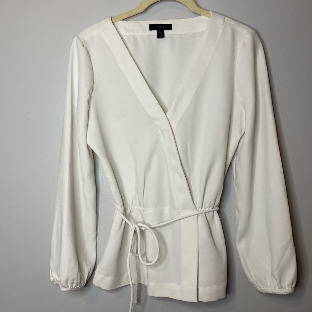 J Crew white wrap top